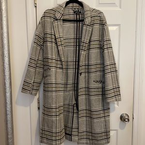 Madewell car coat plaid grey